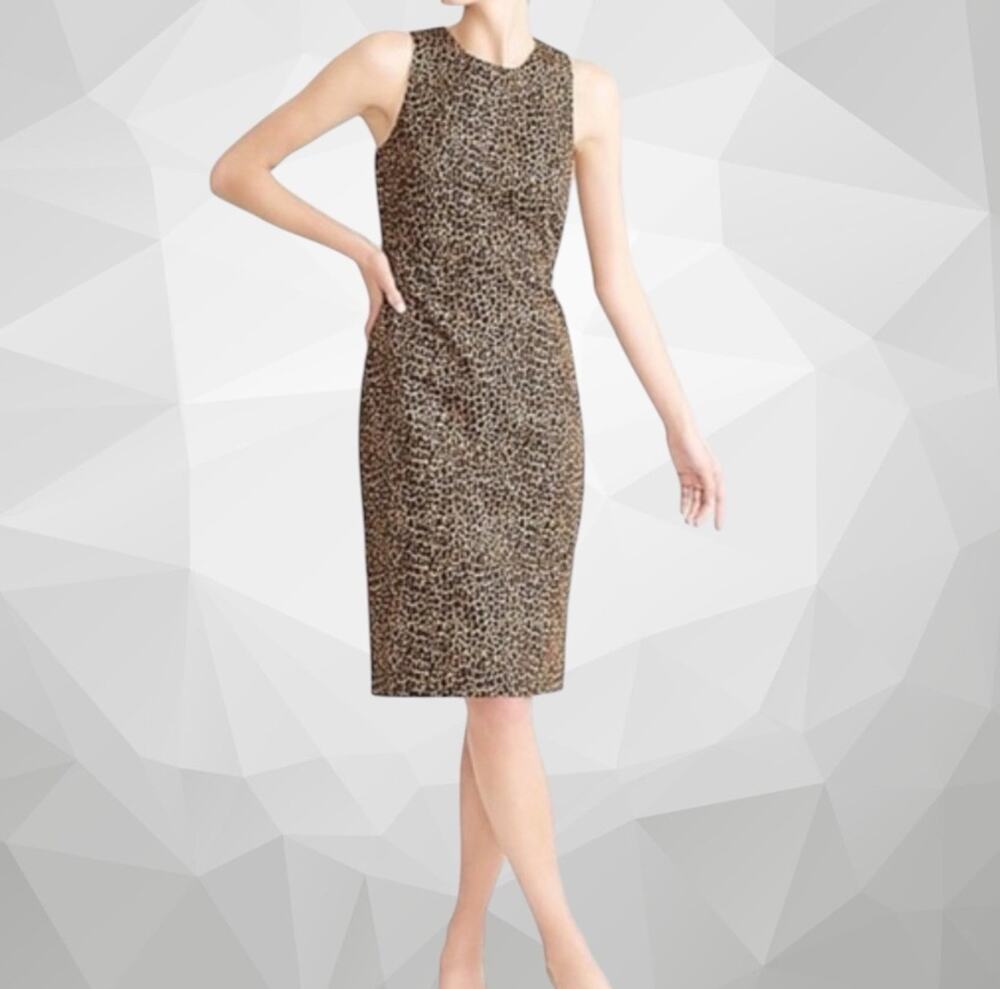 J CREW Sleeveless Leopard Print Sheath DRESS Size 00 NWT Animal Print Business